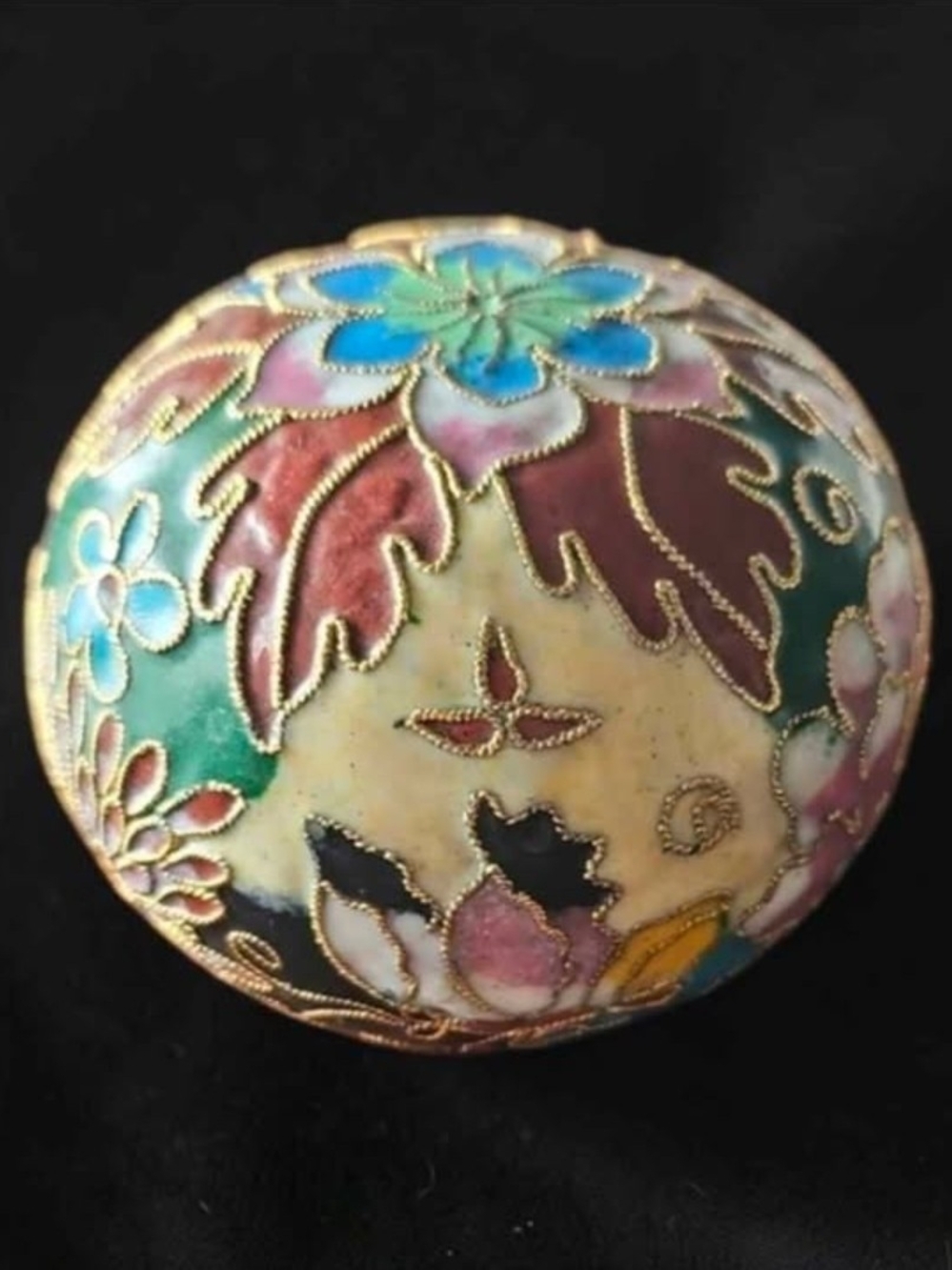 Vintage Hand-Painted Cloisonné Decorative Dome Accent